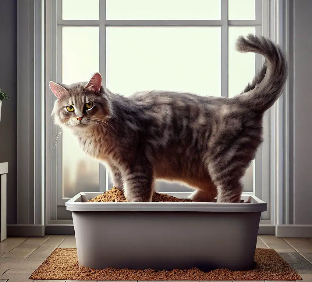 Average cat in a medium sized litter box the length of the cat